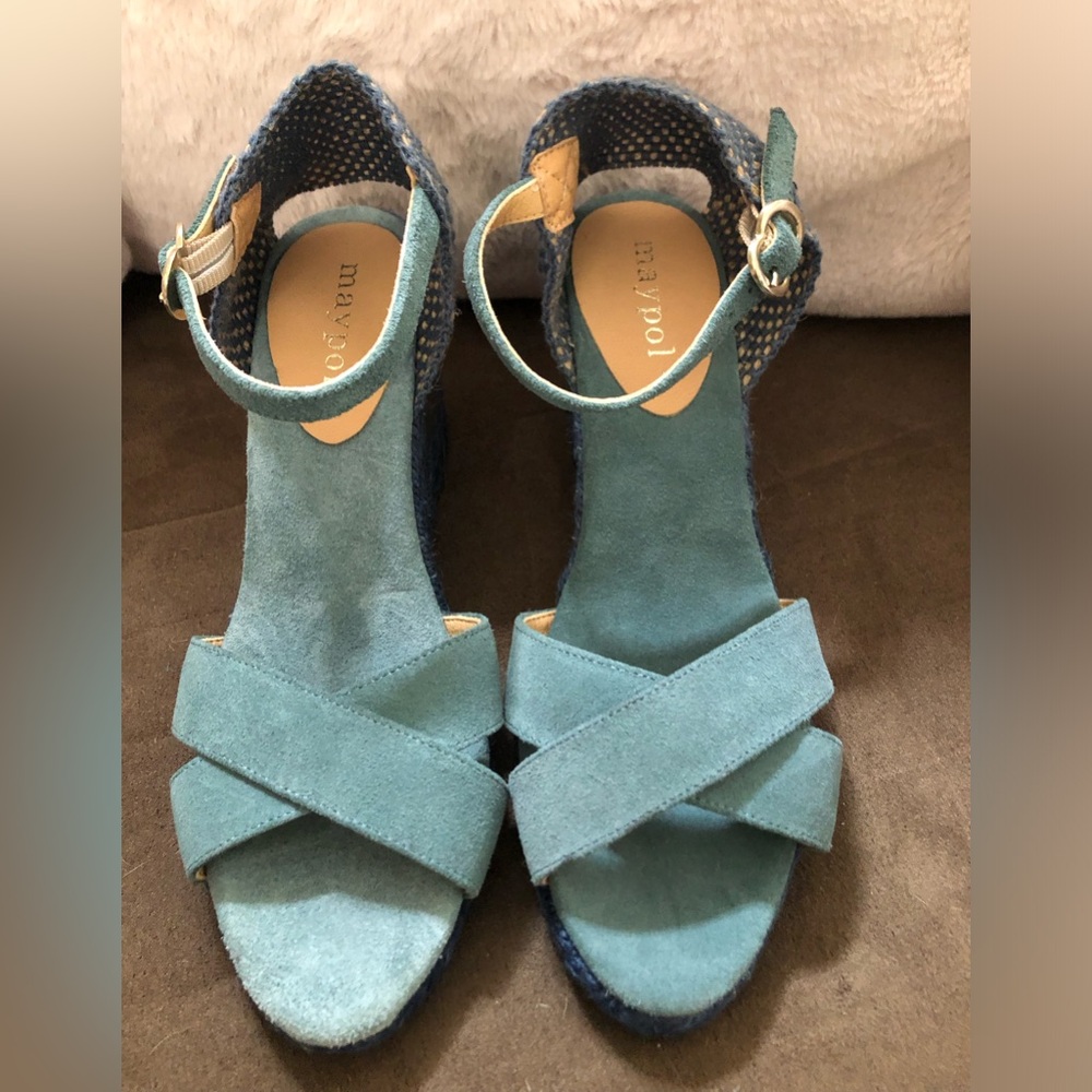 MAYPOL Suede Espadrille Sandals NWOT SZ 37 Spain